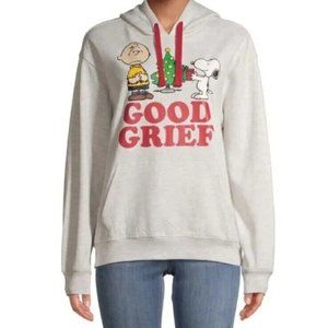 Peanuts Good Grief Charlie Brown Snoopy Gray Hoodie Juniors 3XL (21) Christmas